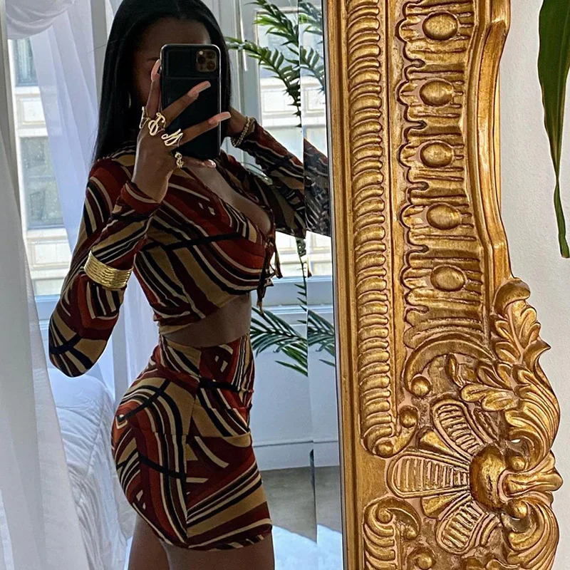 

2020 Fashion Women Ladies Crop Top + Skirt Sets 2 Pieces Female Tie Dye Outfits Short Tank Top High Waist Skirts Casual Knit Tra
