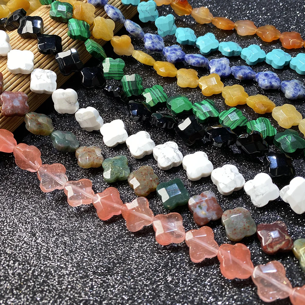 

Natural Stone Agates Turquoises Crystal Beads Faceted Loose Beads For Jewelry Making DIY Bracelet Necklace Accessories 14x14x6mm