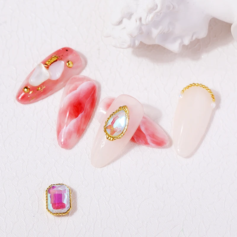 5 шт./пакет 3D украшения для дизайна ногтей квадратные Стразы в форме ромба цветные