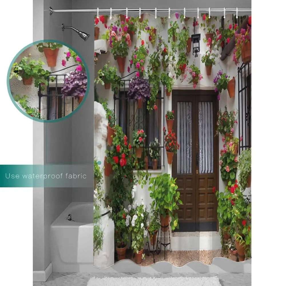 Итальянский Декор занавеска для душа старый двор в Риме Италия кафе стулья