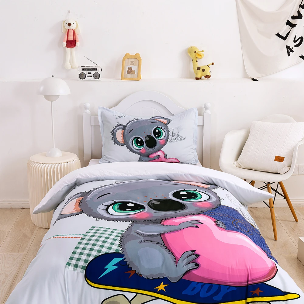 

Luxury Kids 3D Cartoon Bedding Set Single Size Kids Duvet Cover and Pillowcase Set Quilt Cover Bed Line Home Textile