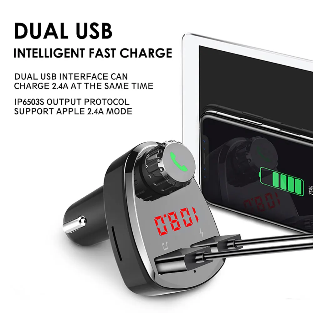 

DSYCAR 1Pcs Bluetooth Handsfree Car Kit FM Modulator USB Charge FM Transmitter Bluetooth Car MP3 Player New