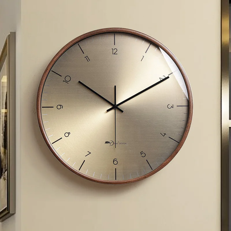 

Luxury Nordic Round Wall Clock Gold Metal Living Room Silent Large Wall Clock Modern Design Reloj Pared Home Decor LL50WC