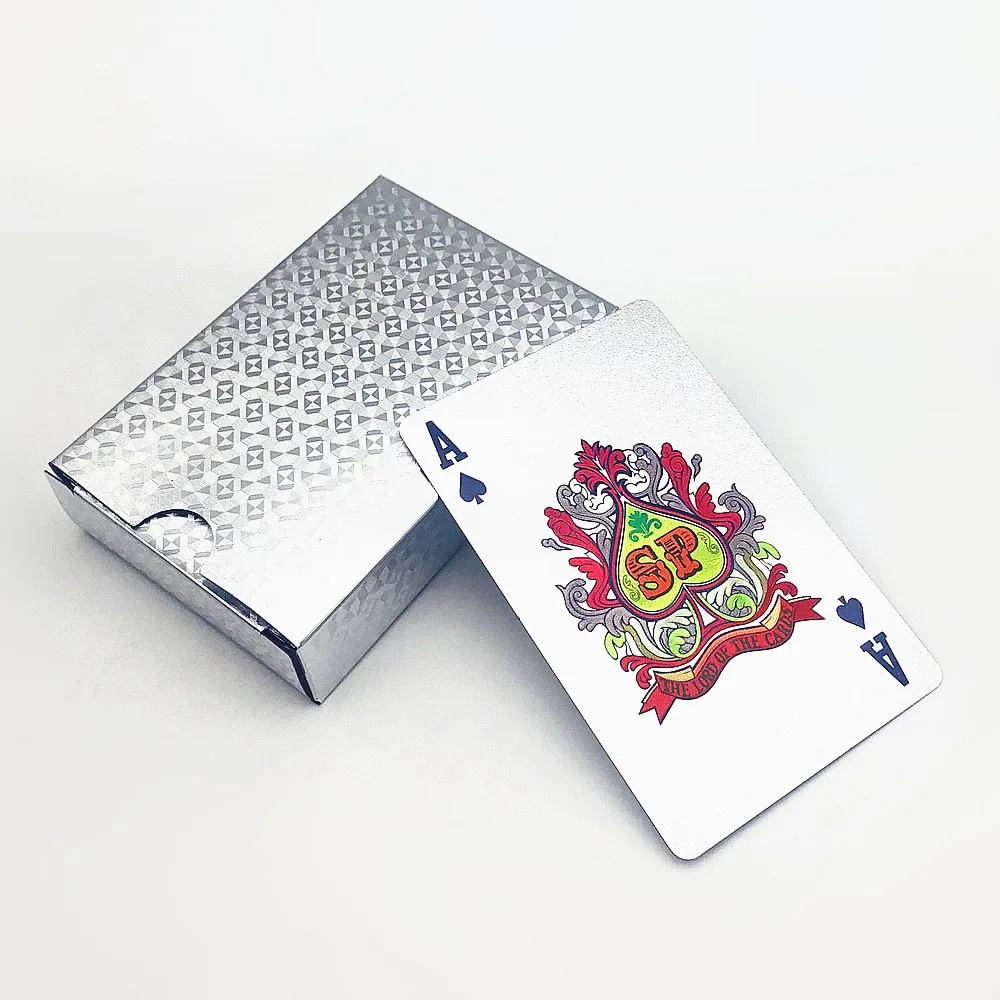 1 Deck Black Plastic Playing Cards Glod Silver Poker Home Board Game Family Gift L682 |