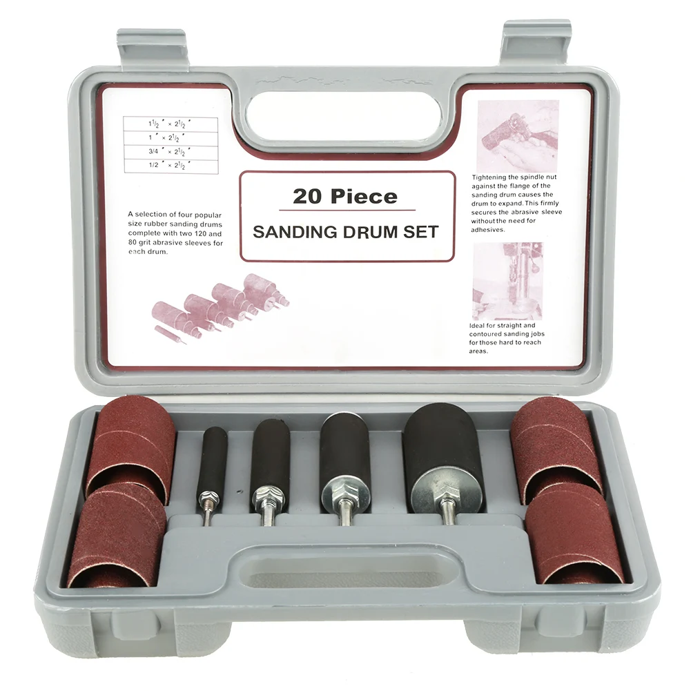 20pcs Spindle Sanding Drum Sander Tool Kit Set with Case for Drill Press | Инструменты