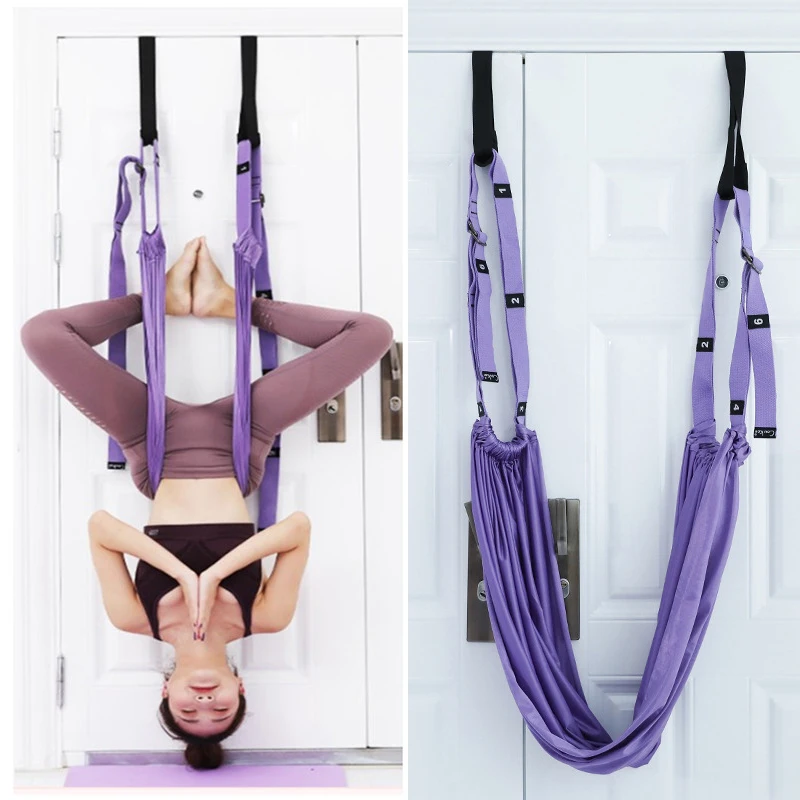 

Yoga Aerial Hammock Women Swing Adjustable Aerial Yoga Strap Hanging Hammock Elastic Stretch Handstand Rope Training Device