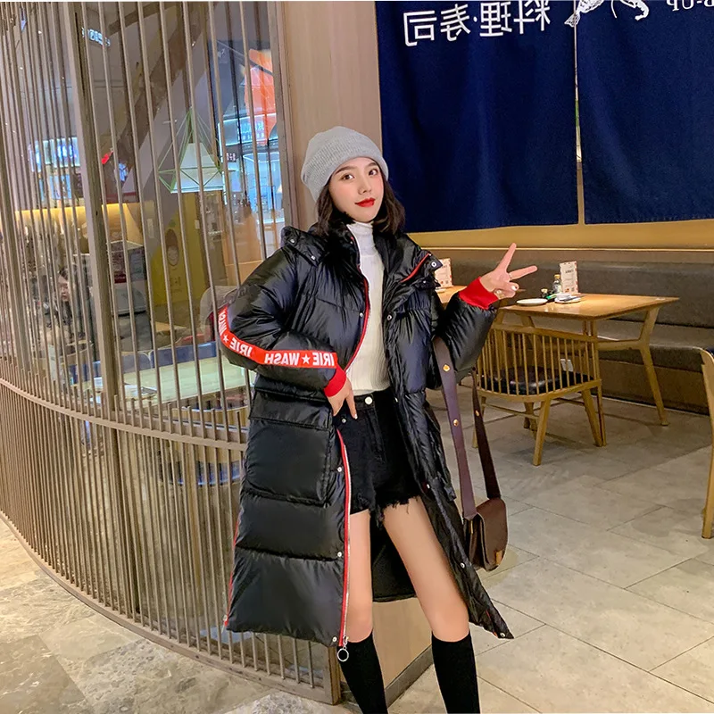 Женское длинное пальто с подкладкой из хлопка Свободное выше колена ярким