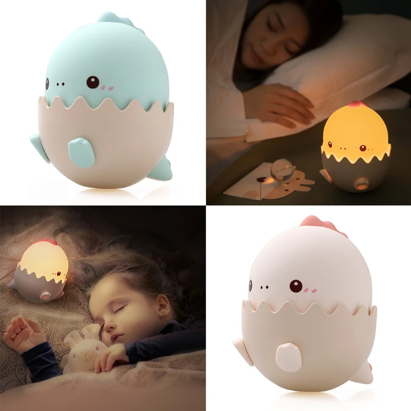 

Cute Cartoon Dinosaur Silicone Night Light LED Soft Table Bedside Lamp Baby Toys