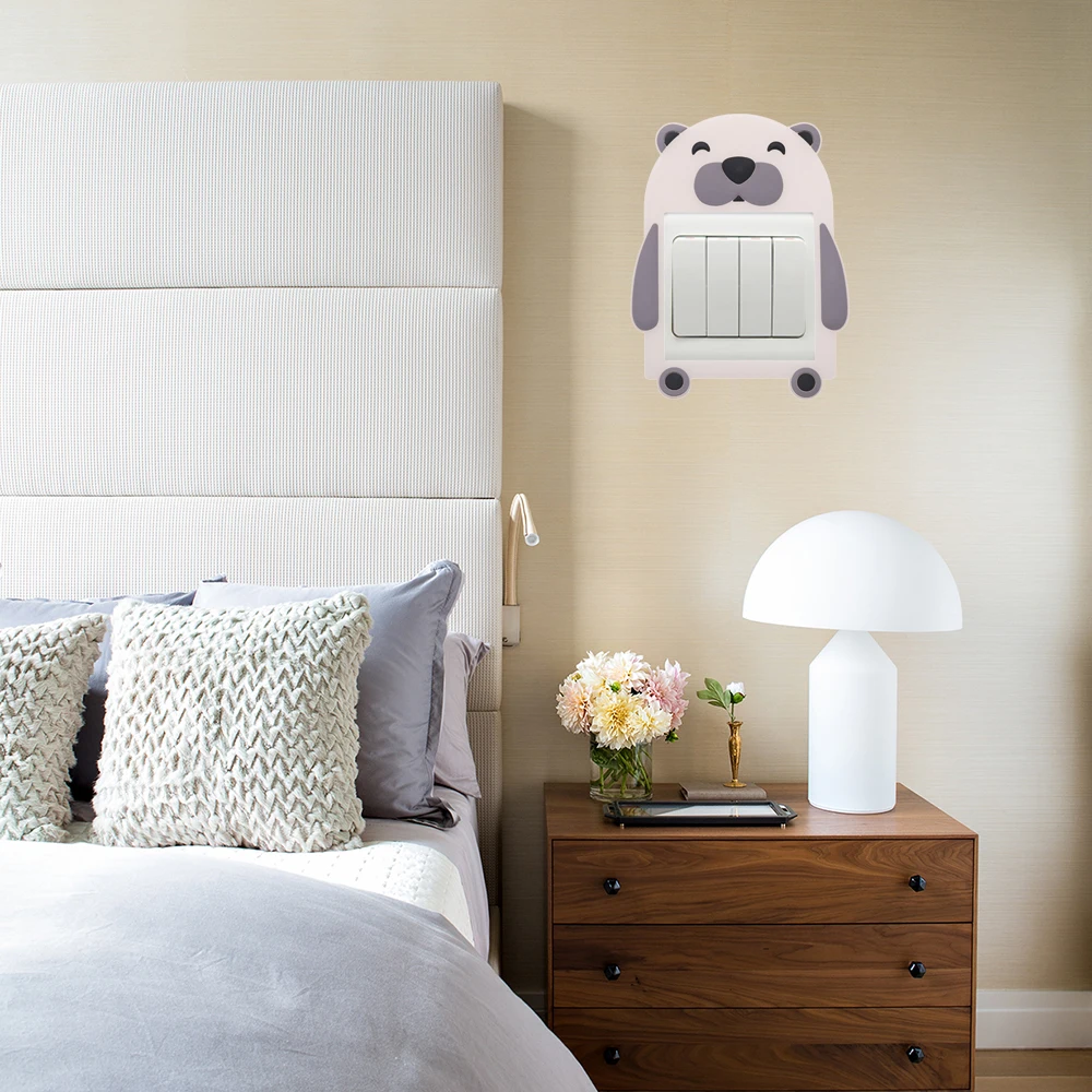 Симпатичные Мультяшные 3D наклейки на стену с выключателем защитный чехол для