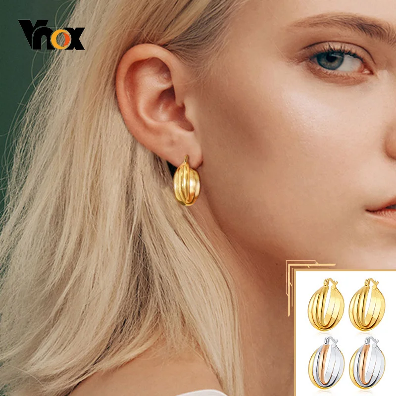 

Vnox Chic Layered Hoop Earrings for Women,Stainless Steel Huggie Ear Jewelry, Minimalist Metal Cool Street Party Wedding Jewelry