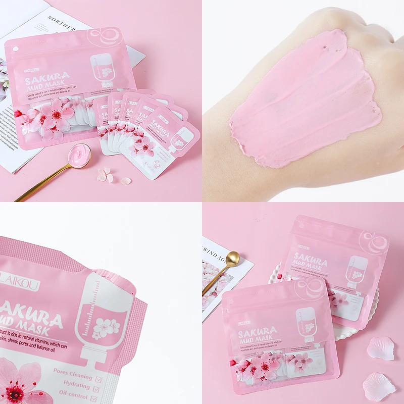 

LAIKOU Japan Sakura Mud Face Mask Anti Wrinkle Night Facial Packs Skin Clean Dark Circle Moisturize Anti-Aging For Facecare