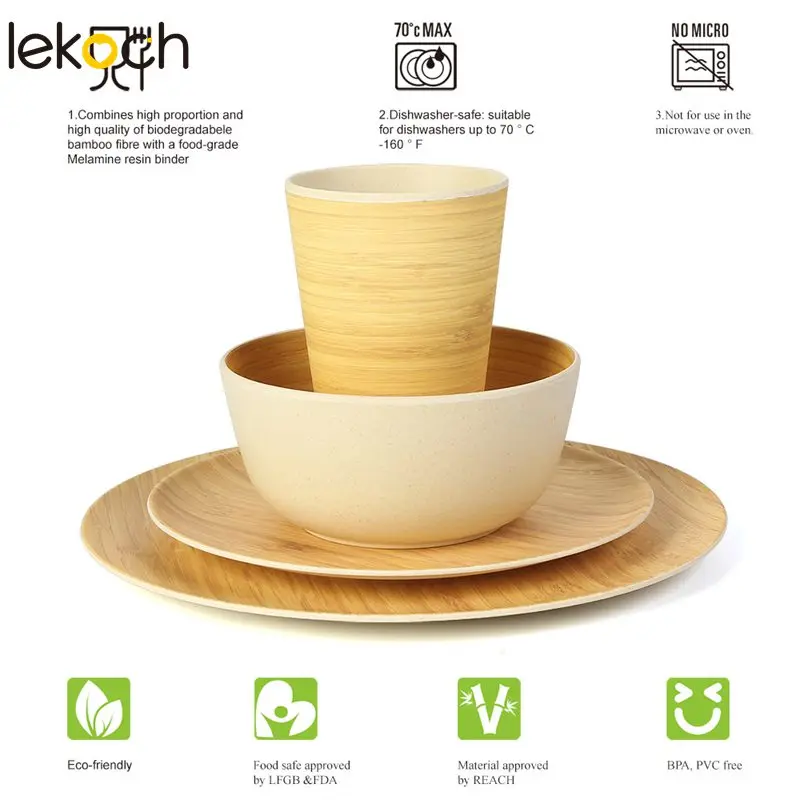 LEKOCH возобновляемая бамбуковая детская посуда набор посуды из дерева Экологичные