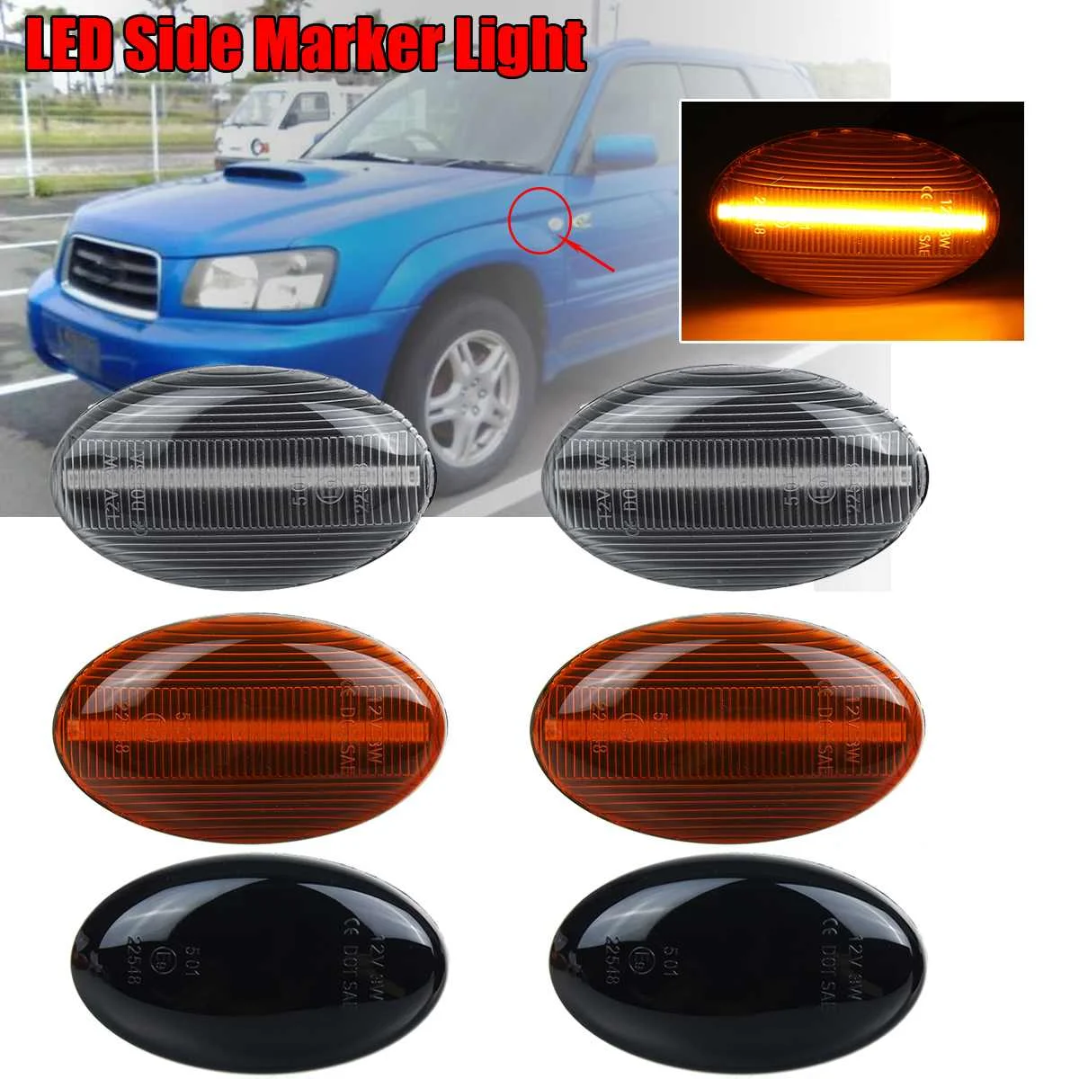 

LED Turn Signal Light Lamp Side Marker Repeater Lights For 2002-2007 Subaru Impreza Wrx Sti Liberty 2000-2003 Forester 2001-2005