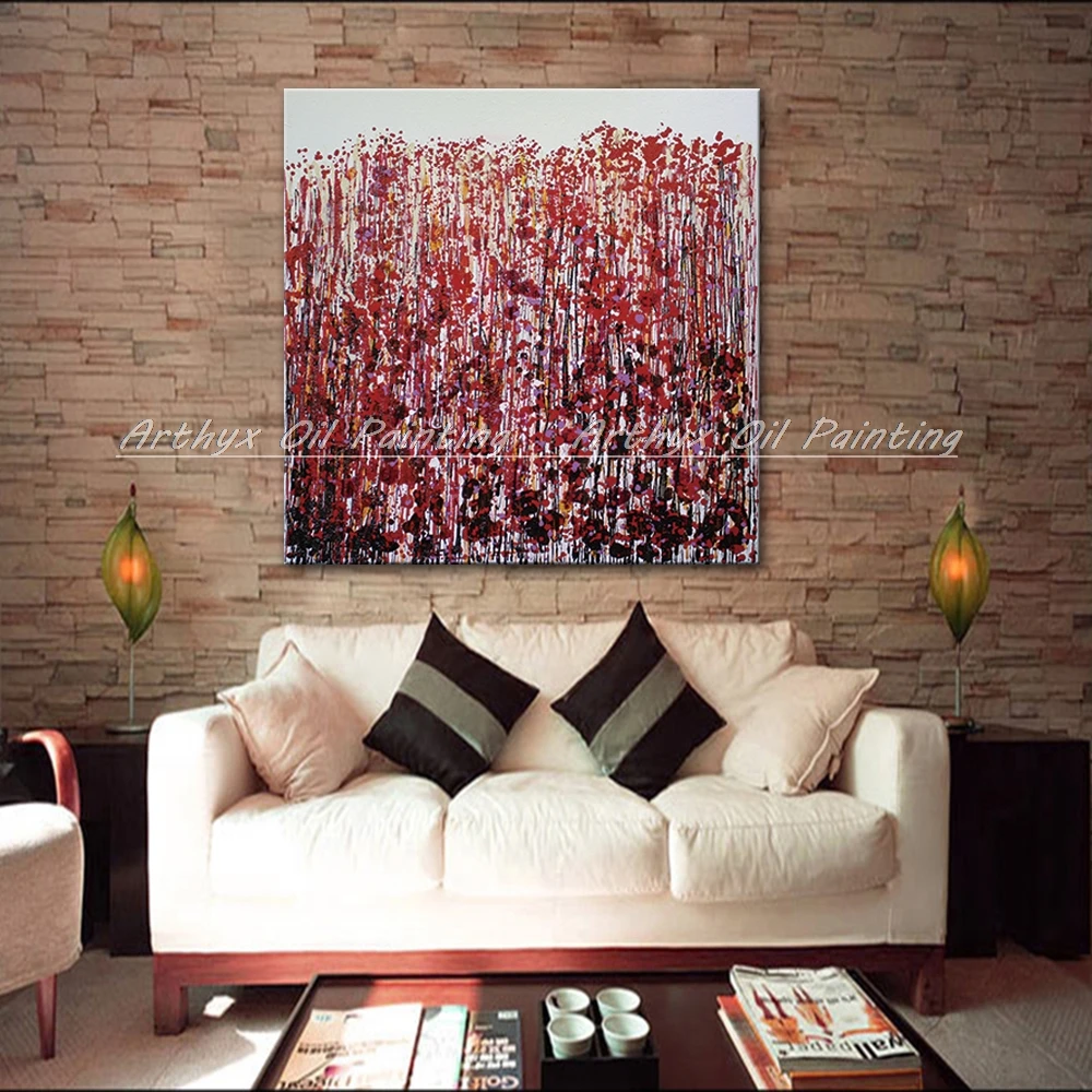 Оригинальная ручная роспись красного и синего цветов абстрактная картина маслом