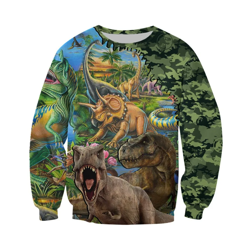 Толстовка мужская с капюшоном Модный свитшот 3D принтом красивыми динозаврами
