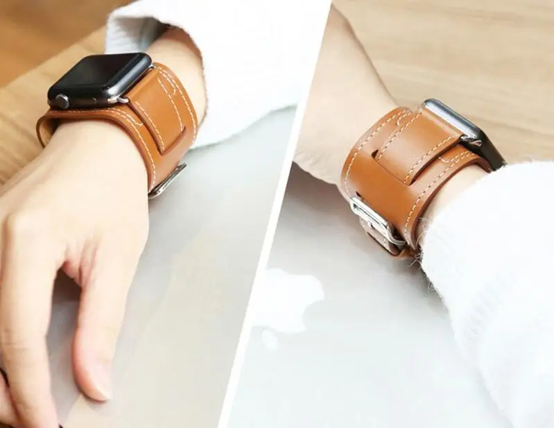 Браслет звеньевой с разъемом для iWatch Series 5 4 3 2 1 кожаный ремешок Apple Watch Band 42 мм 38 40 44
