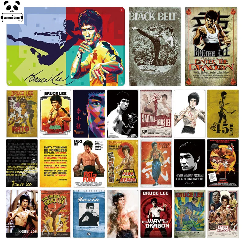 

Bruce Lee Metal Tin Poster Plaque Metal Vintage Actor Metal Sign Tin Sign Wall Decor For Man Cave Bar Pub Club