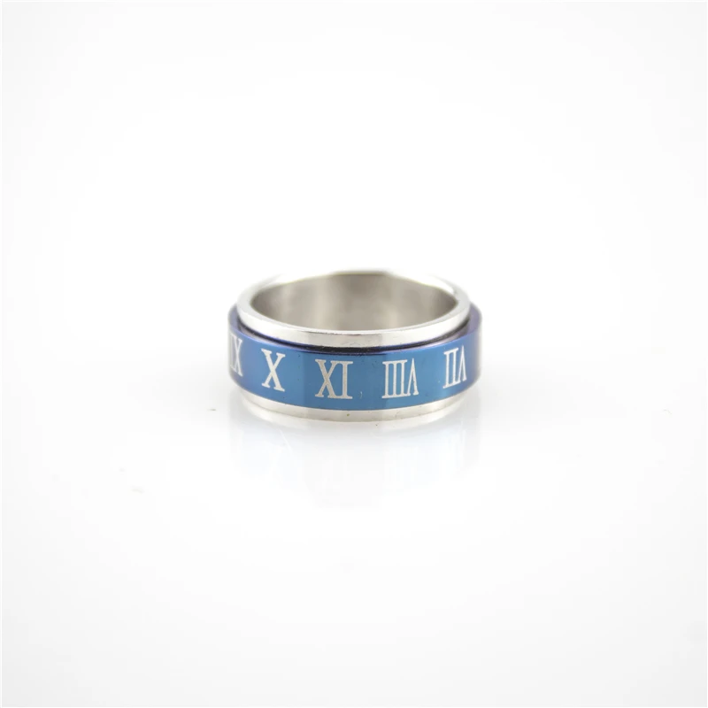 Винтаж синий Цвет двухслойные Повернуть кольцо римскими цифрами ювелирные
