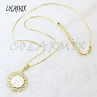 4 pcs virgin maria pendant gold color zircon medal white shell pendant necklace blessing jewelry wholesale jewelry gift for lady