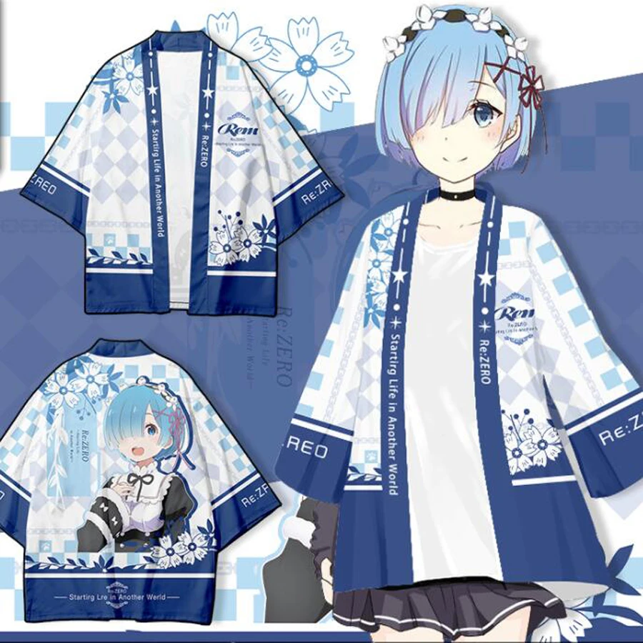 

Zero Kara Hajimeru Isekai Seikatsu Emilia Japanese Anime Kimono Haori Yukata Cosplay Women/Men Summer Casual Streetwear Shirt