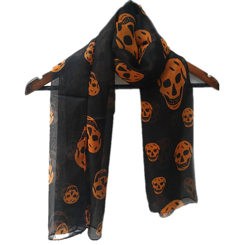 Супермягкий бархатный шифоновый шарф с черепом аксессуары для одежды
