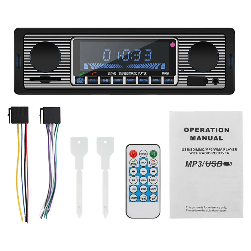 Классический автомобильный Радио Bluetooth стерео плеер Mp3/USB/Sd/Aux/Fm в-тире головное
