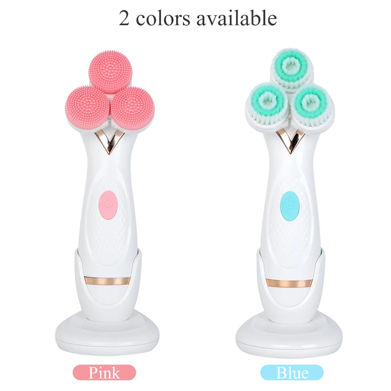 

Electric Facial Cleansing Brush Silicone Rotating Face Deep Cleaning Skin Peeling Massager Cleanser Exfoliation 3 in 1