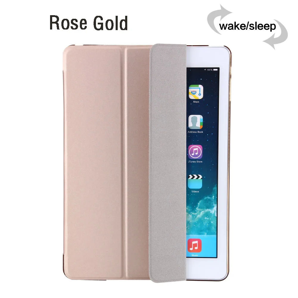 Ультратонкий Магнитный чехол для iPad 9,7, новинка, Air 1 2 A1822/A1893 A1474, умный чехол из искусственной кожи, Авто Режим сна/пробуждения - Цвет: Rose Gold