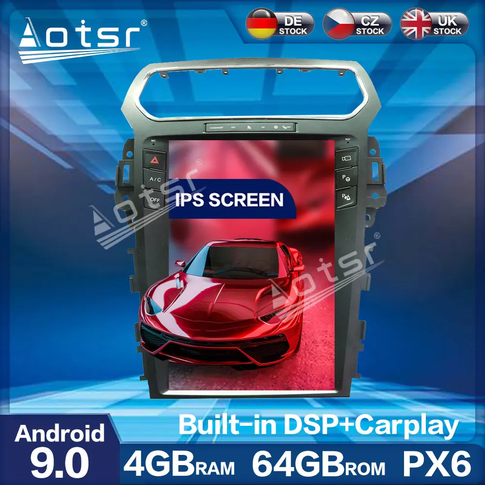 Aotsr 12 1 дюймов вертикальный Tesla PX6 Android 9 0 ОЗУ 4 Гб CARPLAY автомобильный радиоплеер