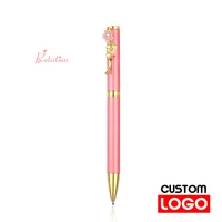 four color optional metal pearl flower pen customized logo text engraving gift pen ballpoint pen signature pen for girlfriend