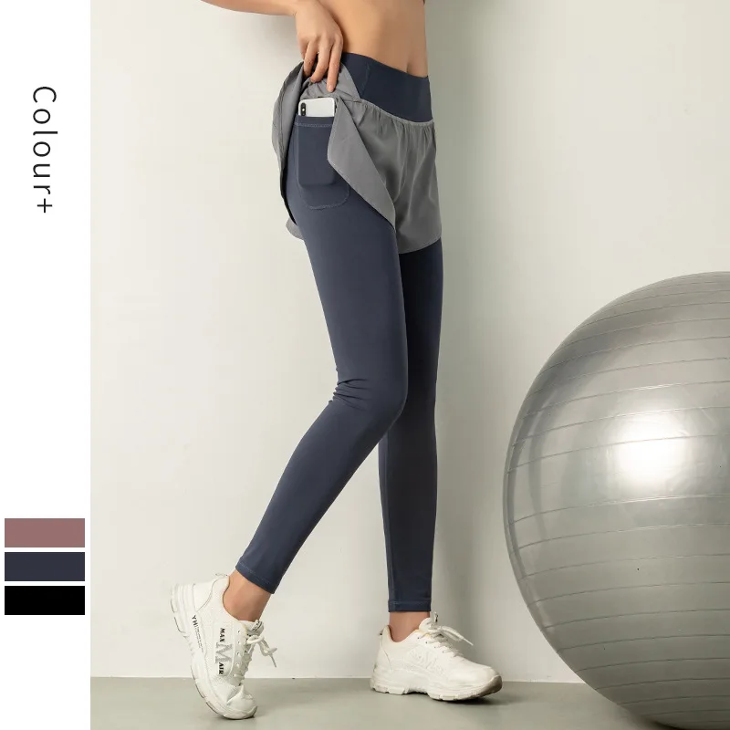 

Женские штаны для йоги с завышенной талией, бесшовные колготки из двух частей, высокоэластичные спортивные Леггинсы для фитнеса и бега, лег...