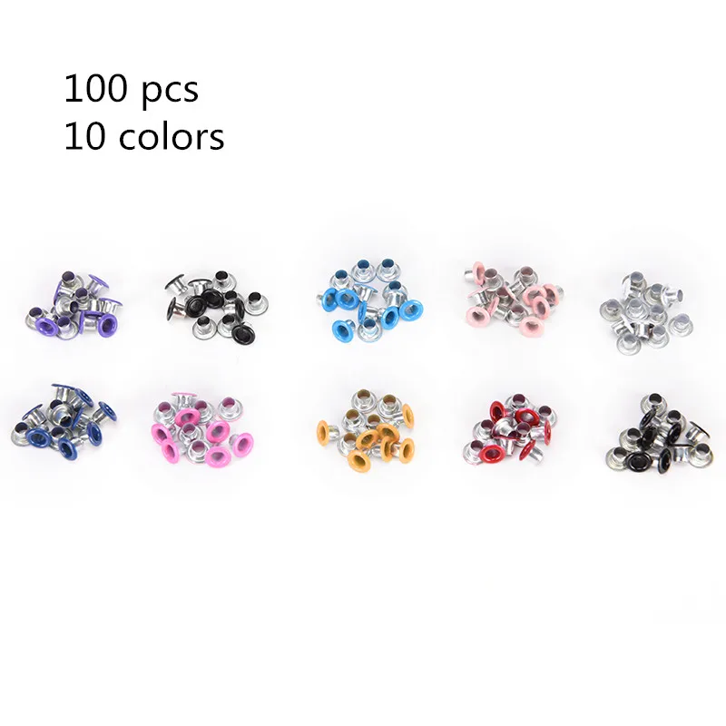 100 шт отверстия 3 мм Металлические люверсы для кожевенного - Цена: 77,22 руб. / набор