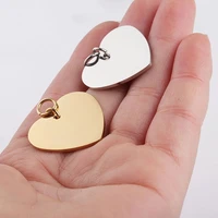 stainless steel heart charm pendant for making necklace bracelet metal mirror polished heart plate pendant wholesale 20pcs