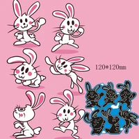 6pcs rabbit metal cut dies stencils for scrapbooking stampphoto album decorative embossing diy paper cards
