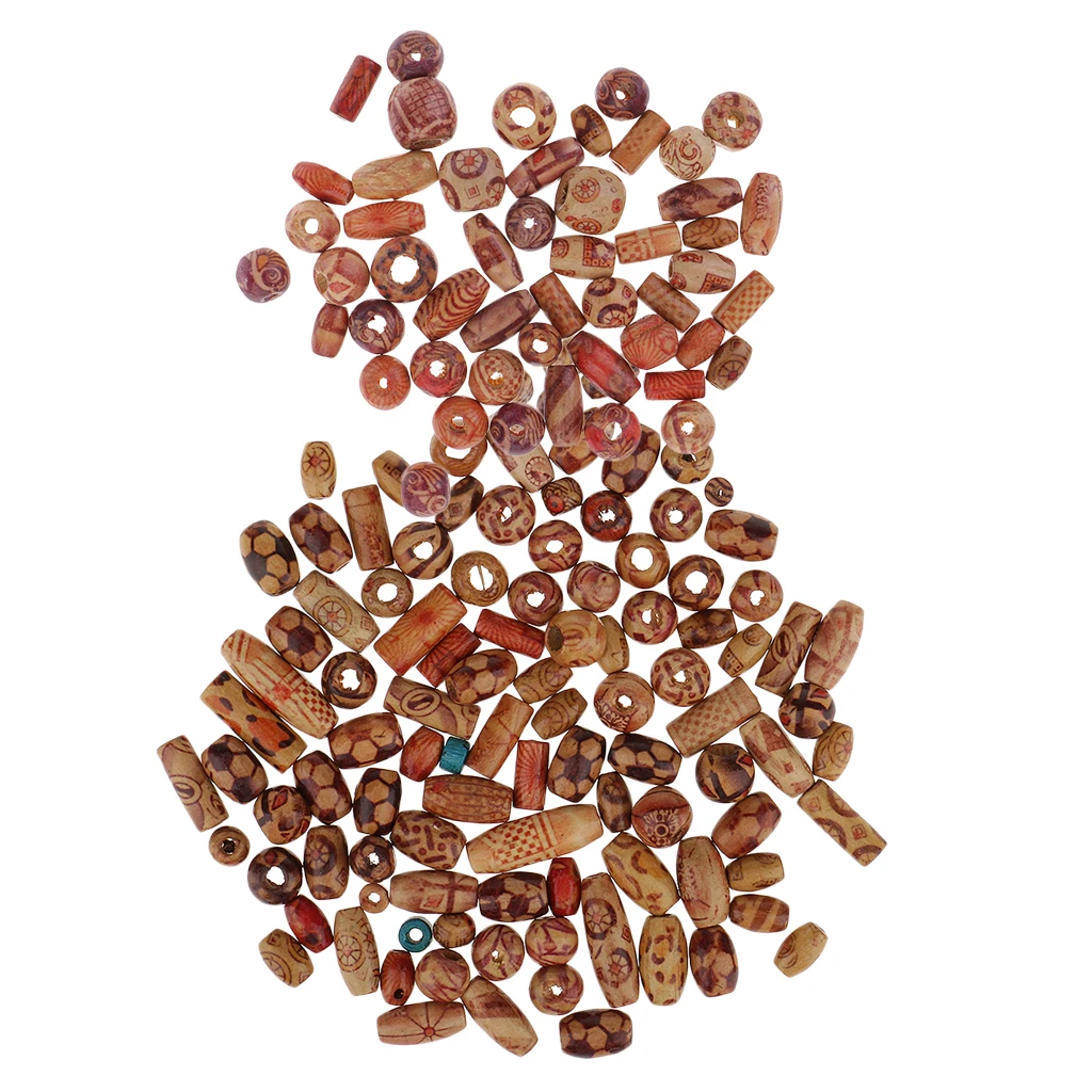 Бусины деревянные с принтом разные формы 150 шт. | Украшения и аксессуары