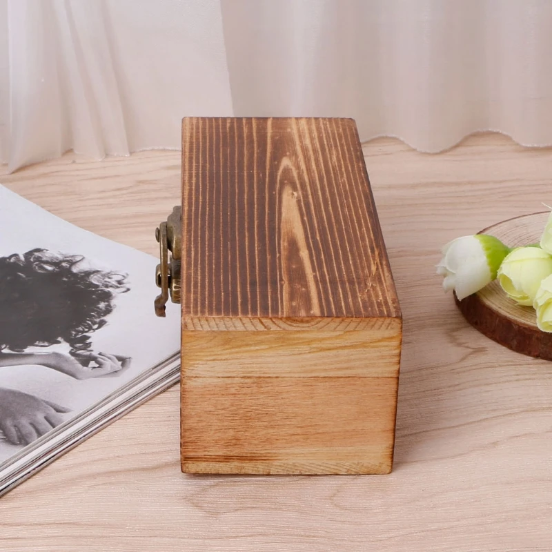 2020 прямоугольная деревянная коробка на петлях ящик для хранения драгоценностей