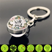 wg 1pc bible scripture glowing keychain pendant cabochon glow in the dark keychain holder keychain for christian jewelry