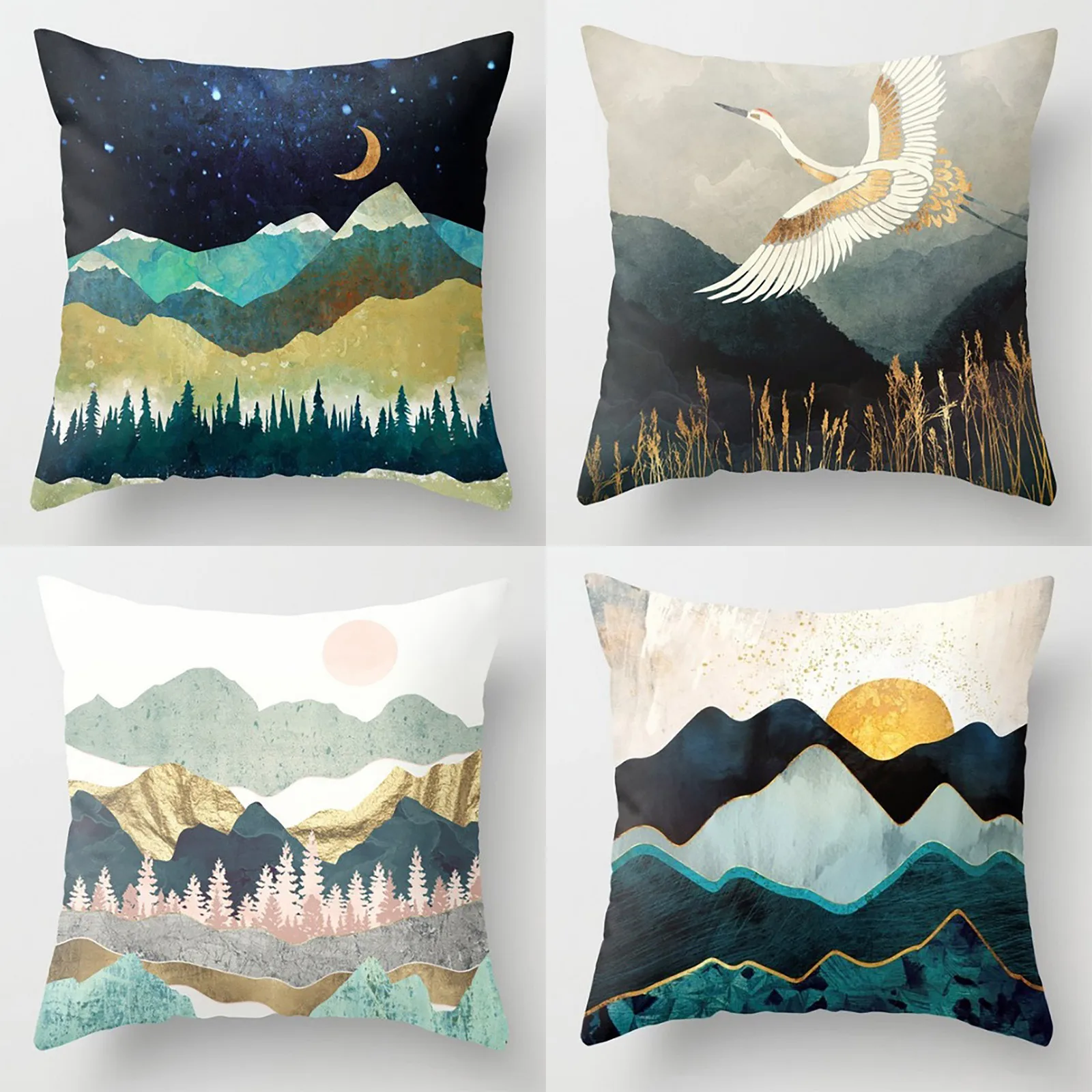 Комплект из 4 предметов с геометрическим принтом наволочки для диванных подушек