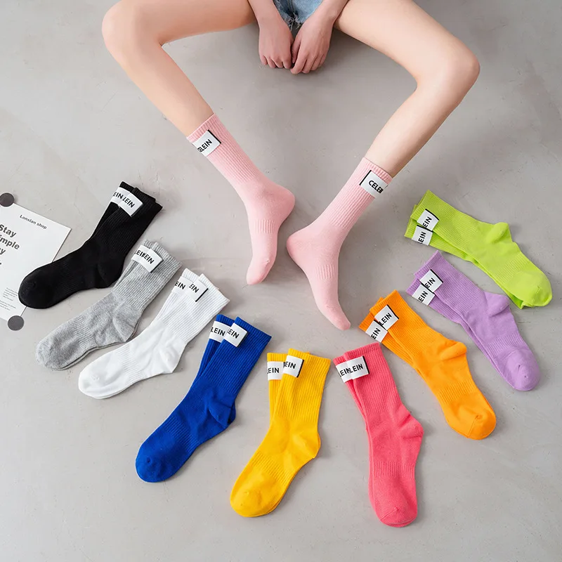 

Носки женские средней длины с надписью, 12 пар, на весну и осень