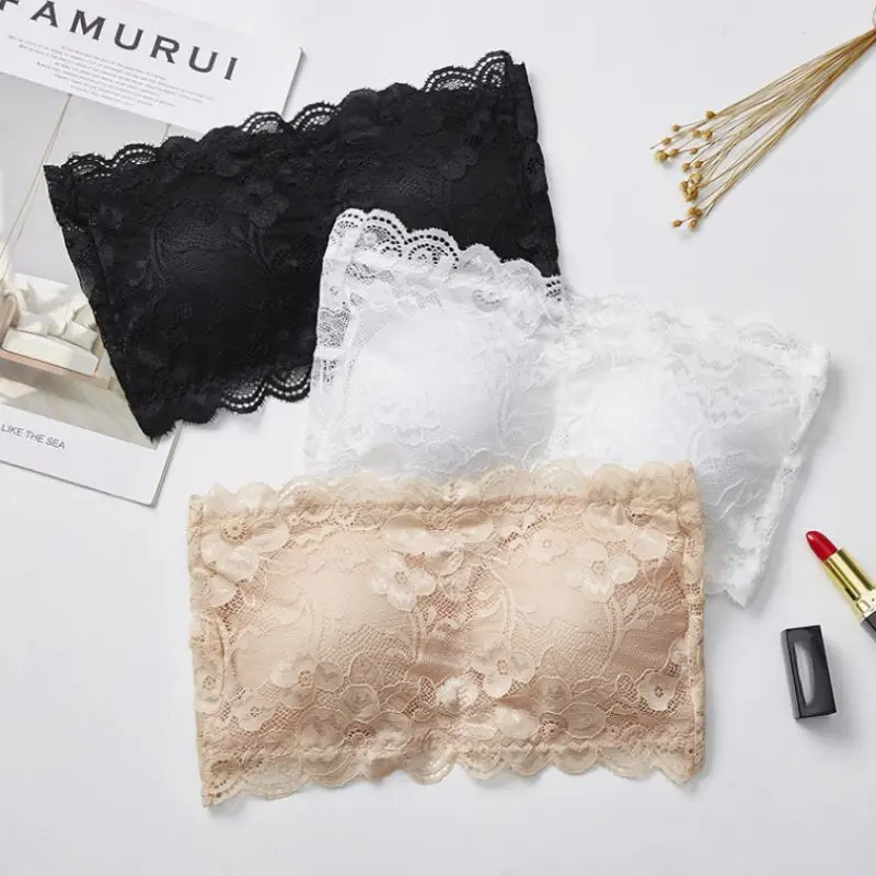 Женский кружевной бюстгальтер сексуальный однотонный без косточек собранное