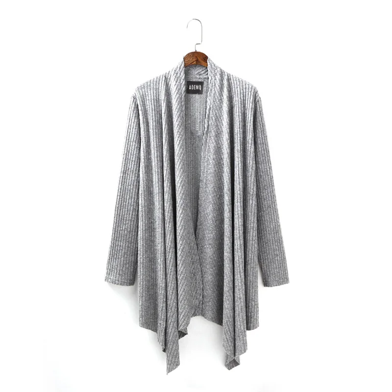 gray AOEMQ хлопковые пальто винтажные серые кардиганы пальто Англия High Street Панк пальто тонкие осенние полосатые прямые жилеты одежда - Цвет: gray