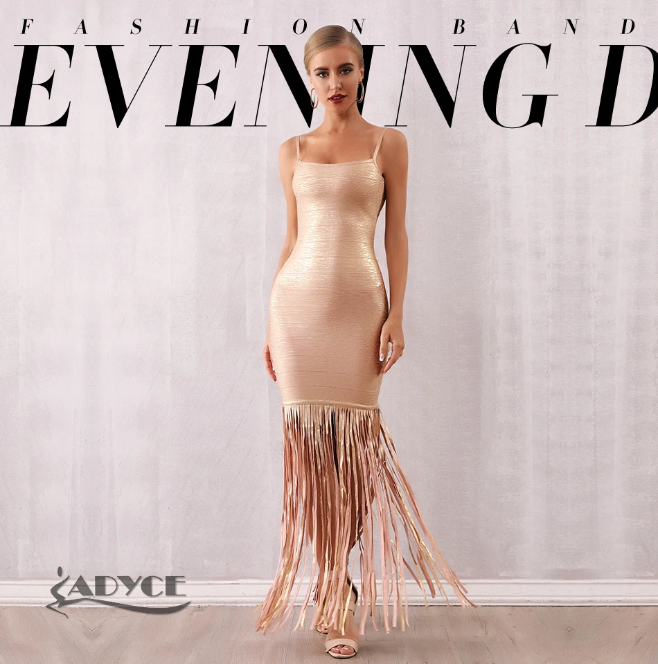 Adyce новое летнее женское Бандажное Платье макси с кисточками Vestidos сексуальное Клубное платье без рукавов с бахромой вечернее платье в стиле знаменитостей