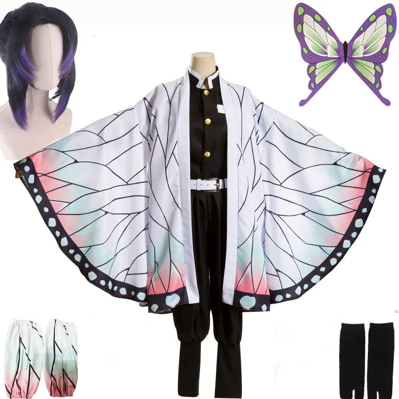 

adult and kids Demon Slayer Kimetsu no Yaiba Kochou Shinobu Cosplay Costume Women Kimono Uniforms Halloween Carnaval Party