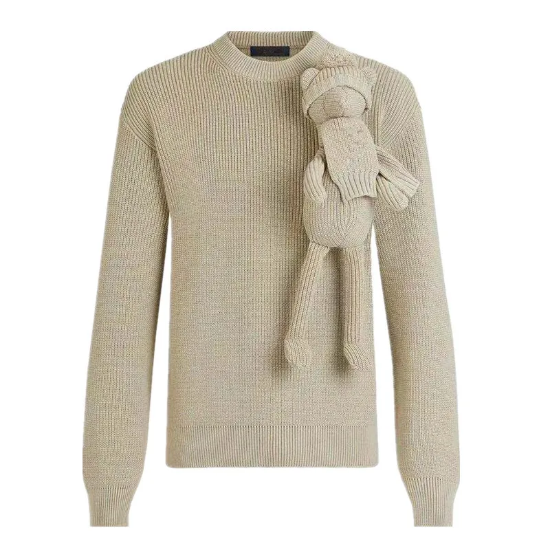 

Women Autumn And Winter Fashion Bear Doll Decoration Pullovers Clothes Knitting Loose Female Casual Bottoming Tops Elegant Tops