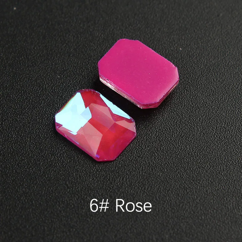 8.Rose Rectangle 30 шт/партия ромб 6x10 мм плоская задняя смола без горячей фиксации 10 мокко цвета ромб стразы с плоской обратной поверхностью 3D драгоценные камни для дизайна ногтей - Цвет: 8.Rose Rectangle