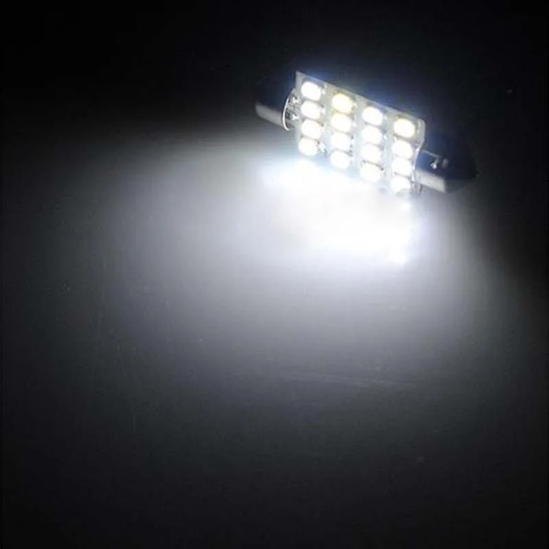

Hot 2 Pcs LED Dome Light White 42mm 16 LED SMD Festoon Dome Light Car Bulbs Lamp X66