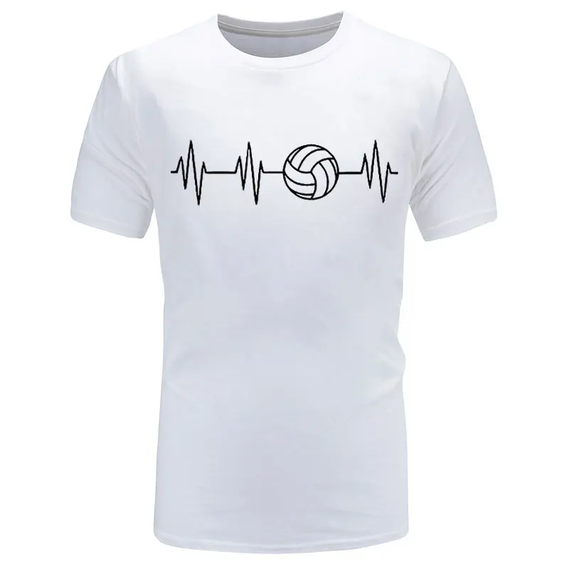 

2020 New Fashion Heartbeat Volleyballer T-shirt Men Short Sleeve Cotton Round Neck T-shirt Casual T-shirts Streetwear Fitness To