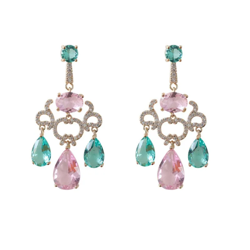 

Retro Hollow Drop Earrings 925 Silver Needle Korea Fashion Dangler Earings Luxury Wedding Jewelry Simple Bridal Earring