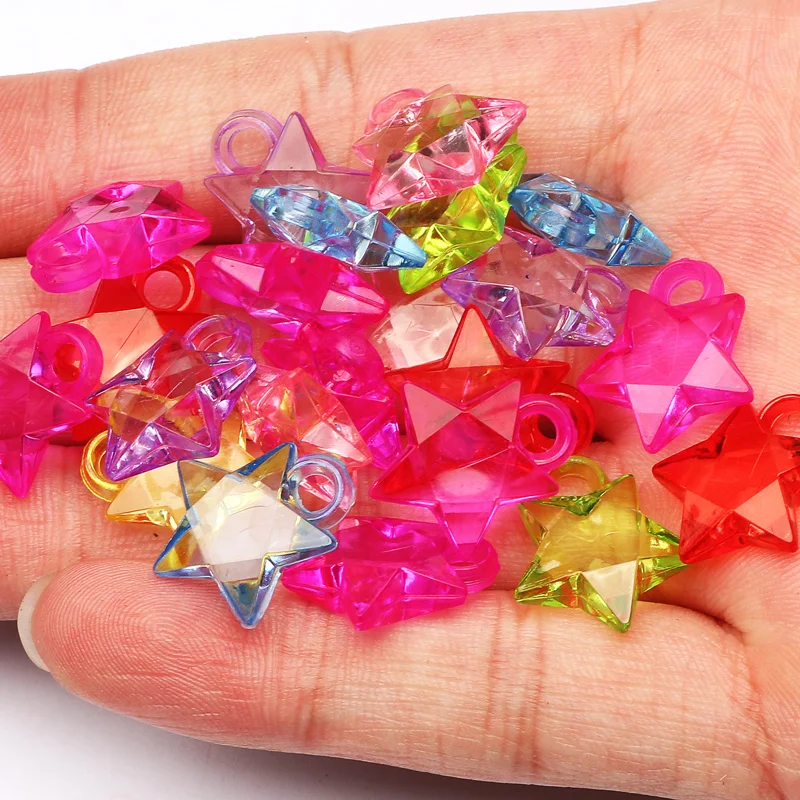 

30pcs Mix Colorful Transparent Acrylic Beads 16mm Star Spacer Loose Beads For Jewelry Making Necklace Beaded DIY Accessories
