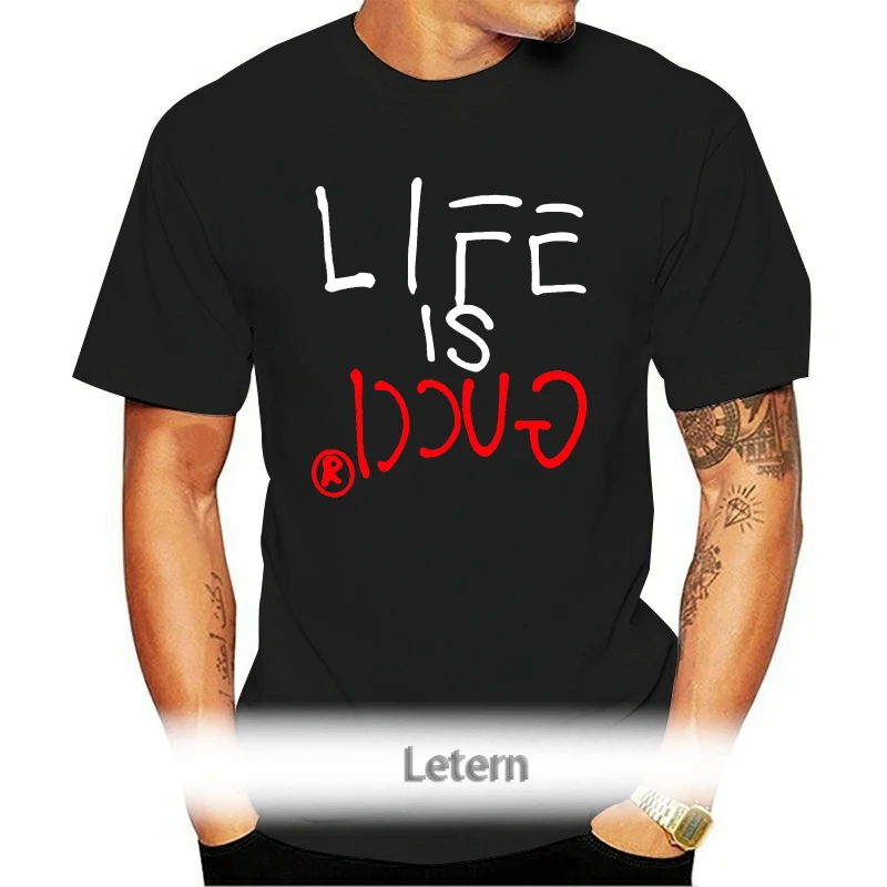 

2021 New Brand Men T-Shirt Summer Cotton Short Sleeve T Shirt LIFE IS SHIRT